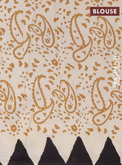 Kota doria saree black and beige with plain body and long printed border