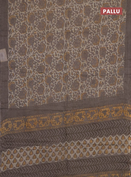 Kota doria saree grey with allover prints and printed border