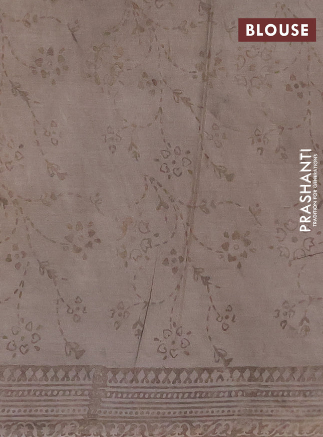 Kota doria saree grey with allover prints and printed border