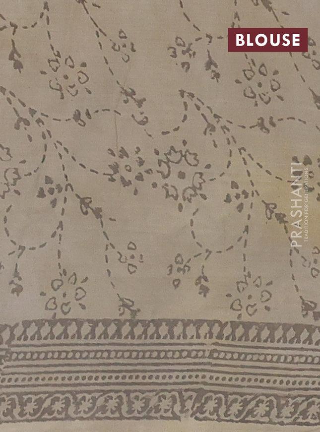 Kota doria saree beige and grey with allover prints and printed border