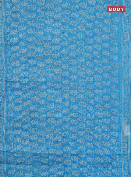 Kota doria saree cs blue with allover prints and printed border
