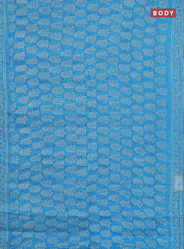 Kota doria saree cs blue with allover prints and printed border