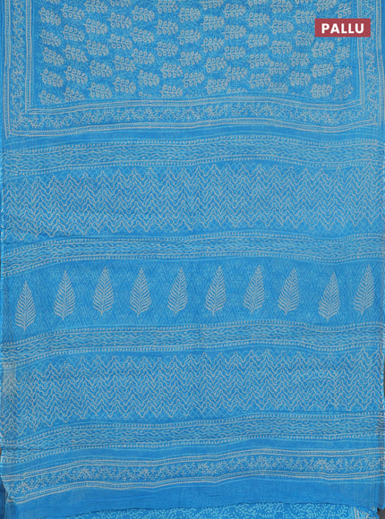Kota doria saree cs blue with allover prints and printed border
