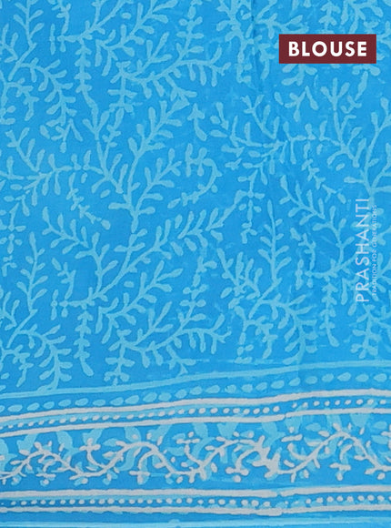 Kota doria saree cs blue with allover prints and printed border