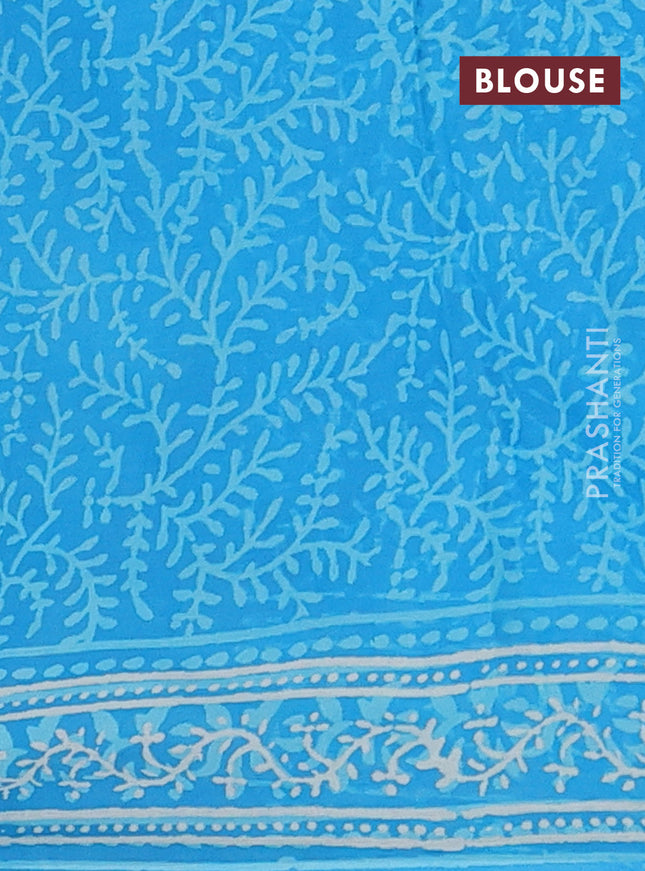 Kota doria saree cs blue with allover prints and printed border