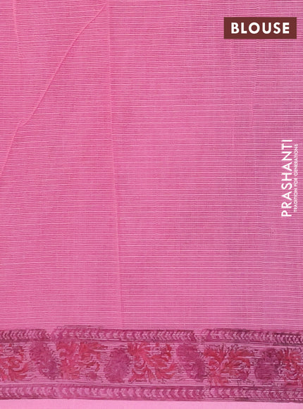 Kota doria saree pink with allover prints and printed border