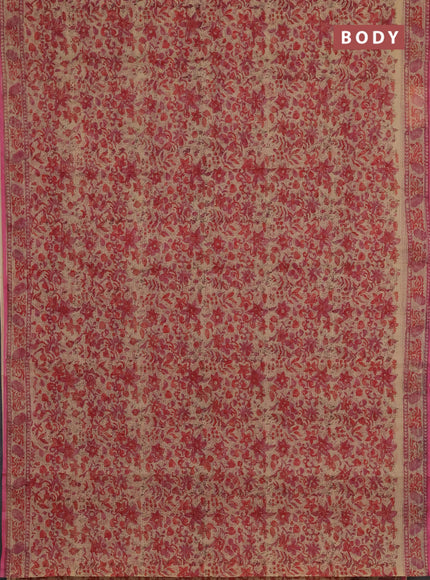 Kota doria saree red and pink with allover prints and printed border