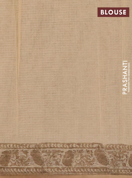 Kota doria saree beige and sandal with allover prints and printed border