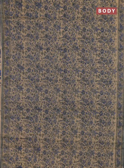 Kota doria saree beige and grey with allover prints and printed border