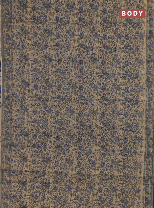 Kota doria saree beige and grey with allover prints and printed border