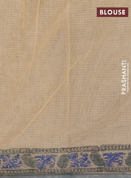 Kota doria saree beige and grey with allover prints and printed border