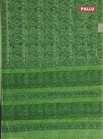 Kota doria saree light green with allover prints and printed border