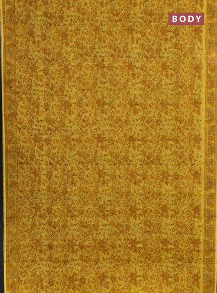 Kota doria saree yellow with allover prints and printed border