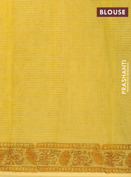 Kota doria saree yellow with allover prints and printed border