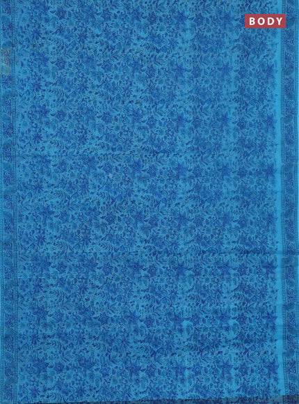 Kota doria saree cs blue with allover prints and printed border