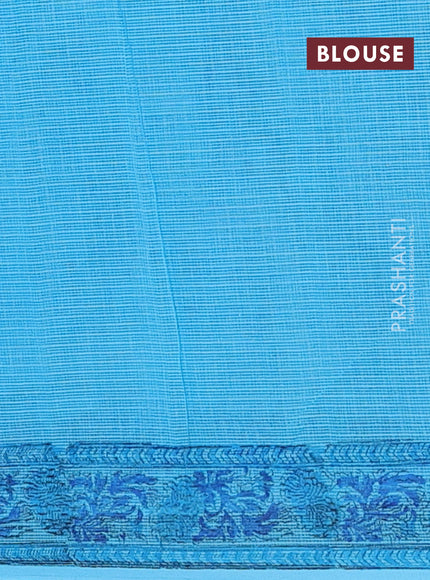 Kota doria saree cs blue with allover prints and printed border