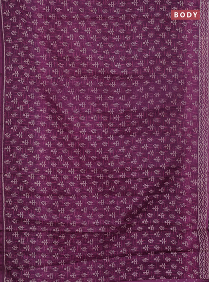 Kota doria saree purple with allover dabu prints and printed border