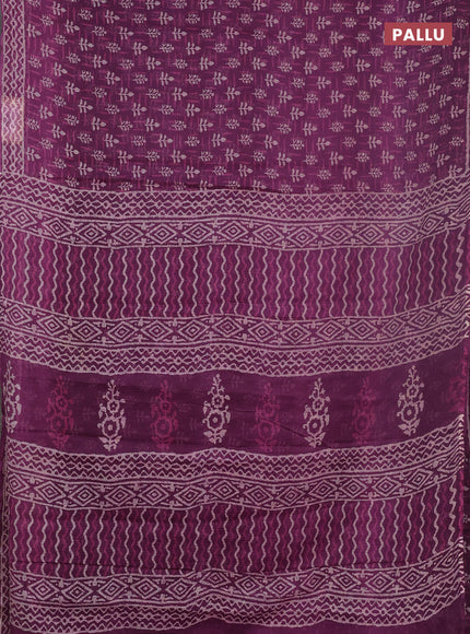 Kota doria saree purple with allover dabu prints and printed border