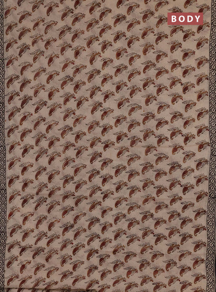 Kota doria saree beige and black with allover butta prints and printed border