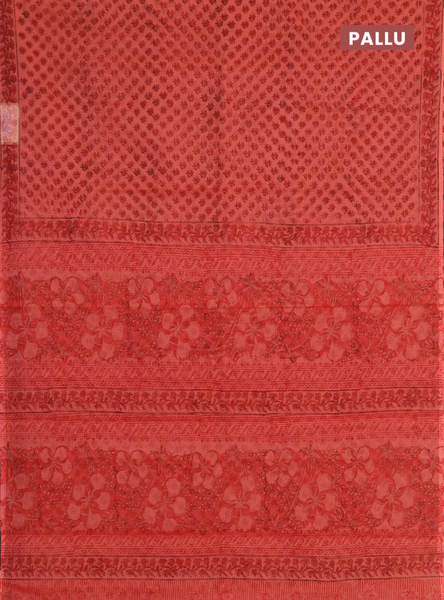 Kota doria saree peach shade with allover butta prints and printed border
