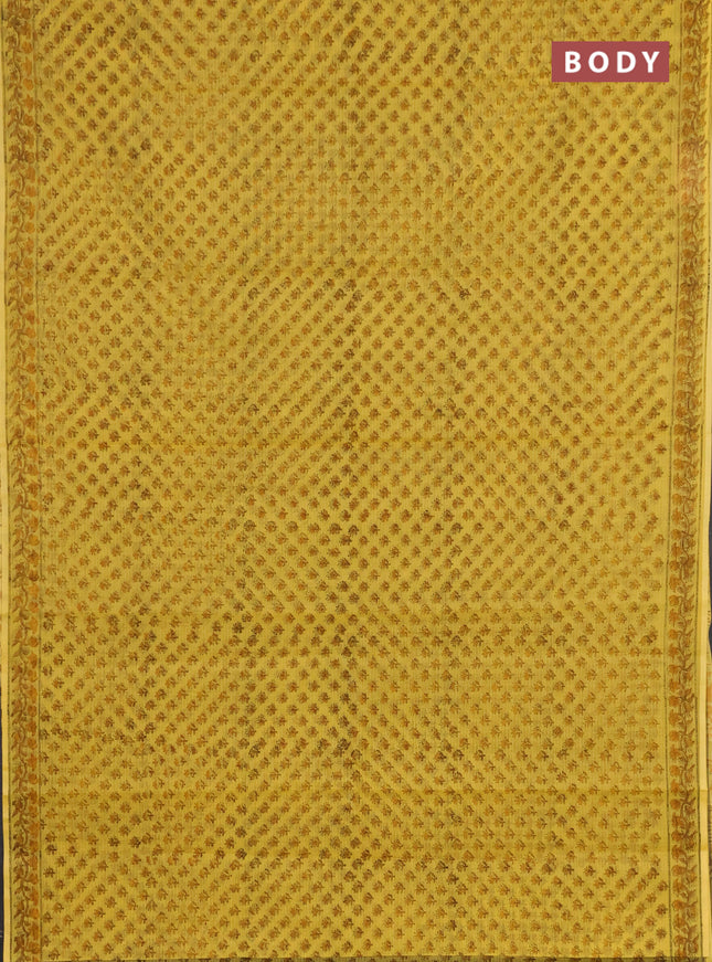 Kota doria saree yellow with allover butta prints and printed border