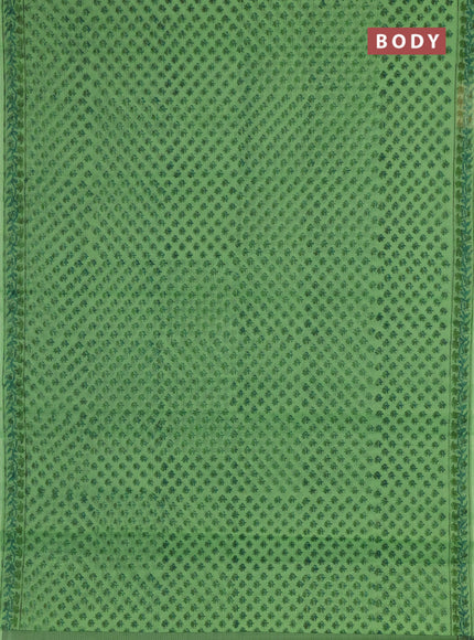 Kota doria saree light green with allover butta prints and printed border