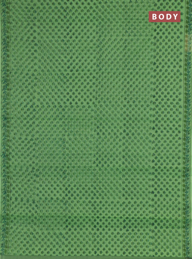 Kota doria saree light green with allover butta prints and printed border