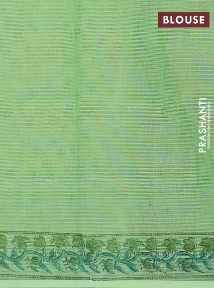 Kota doria saree light green with allover butta prints and printed border