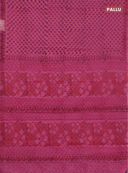 Kota doria saree pink with allover butta prints and printed border
