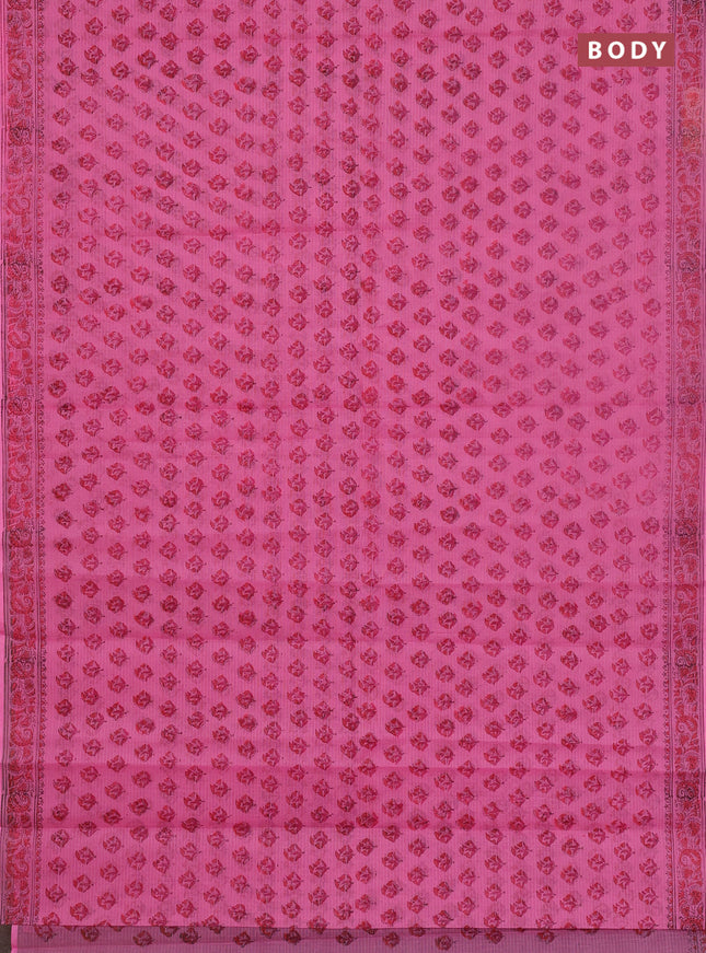 Kota doria saree pink with allover butta prints and printed border