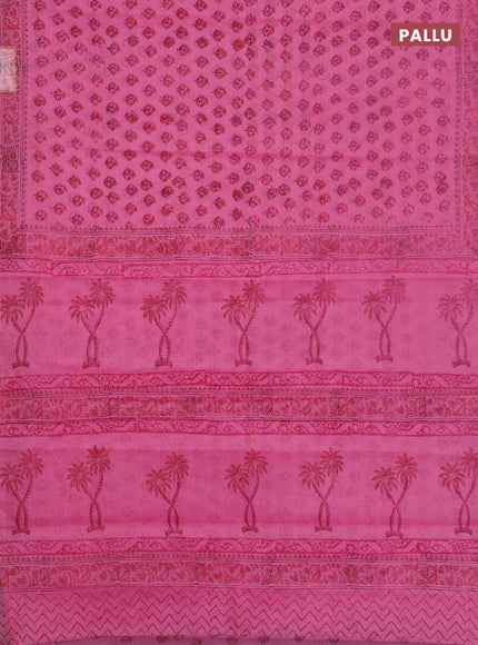 Kota doria saree pink with allover butta prints and printed border