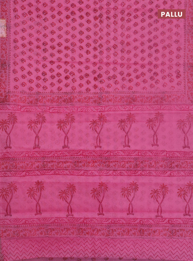 Kota doria saree pink with allover butta prints and printed border