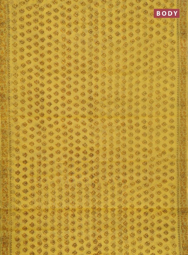 Kota doria saree yellow with allover butta prints and printed border