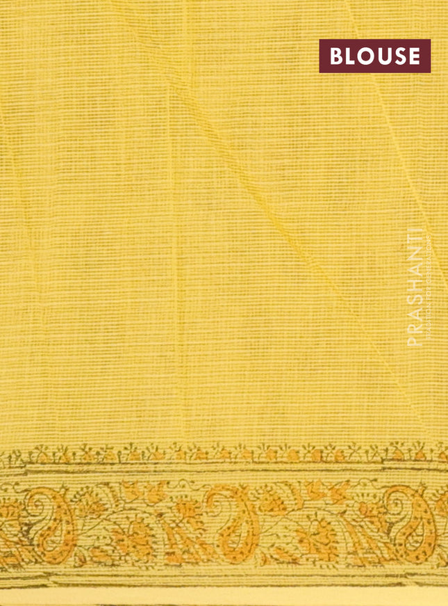 Kota doria saree yellow with allover butta prints and printed border