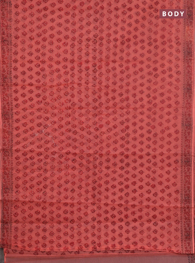 Kota doria saree peach shade with allover butta prints and printed border