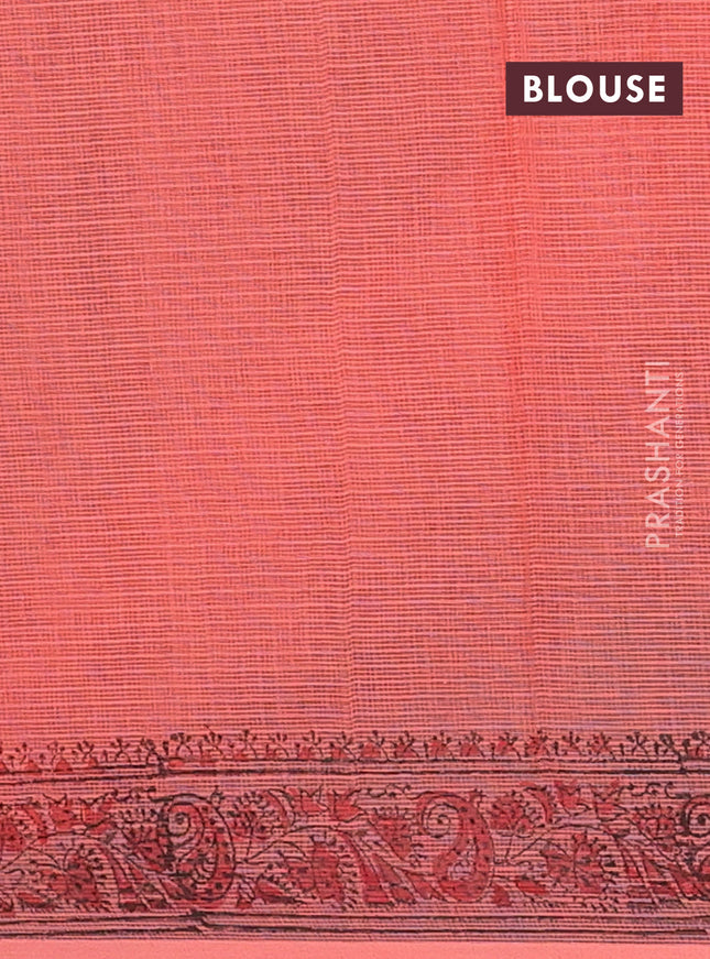 Kota doria saree peach shade with allover butta prints and printed border