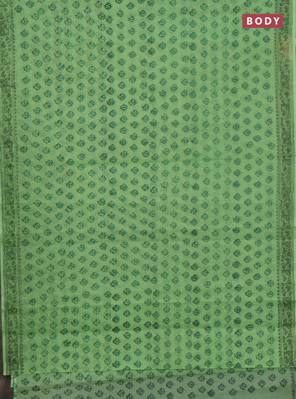 Kota doria saree light green with allover butta prints and printed border