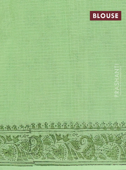 Kota doria saree light green with allover butta prints and printed border