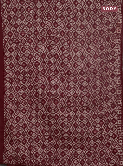 Kota doria saree maroon with allover geomatric prints and printed border