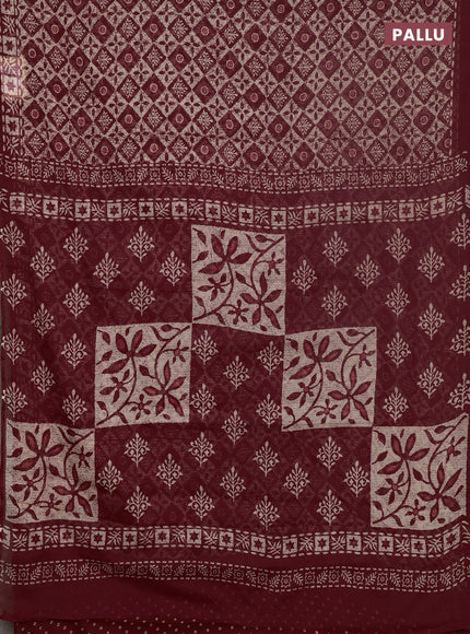 Kota doria saree maroon with allover geomatric prints and printed border