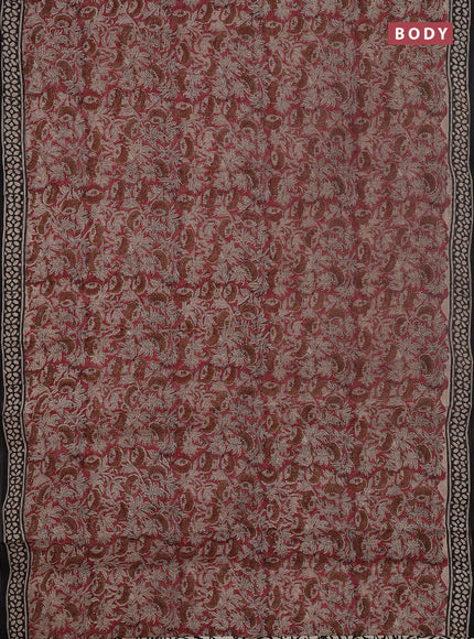 Kota doria saree maroon and black with allover prints and printed border