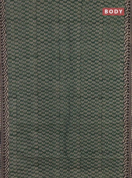 Kota doria saree green and black with allover butta prints and printed border