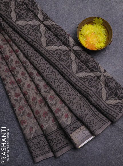 Kota doria saree grey with allover butta prints and printed border