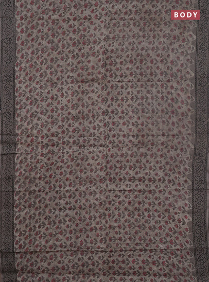 Kota doria saree grey with allover butta prints and printed border
