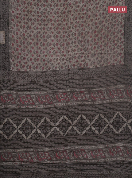 Kota doria saree grey with allover butta prints and printed border