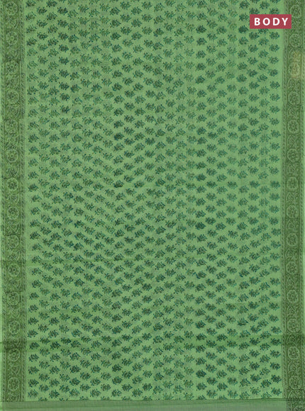 Kota doria saree light green with allover butta prints and printed border