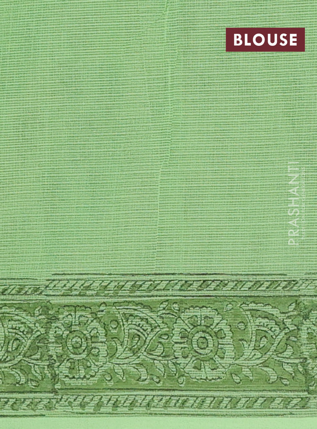 Kota doria saree light green with allover butta prints and printed border