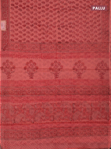 Kota doria saree peach shade with allover butta prints and printed border