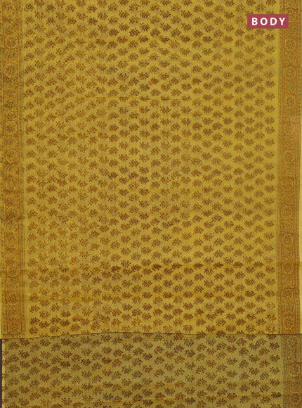 Kota doria saree yellow with allover butta prints and printed border