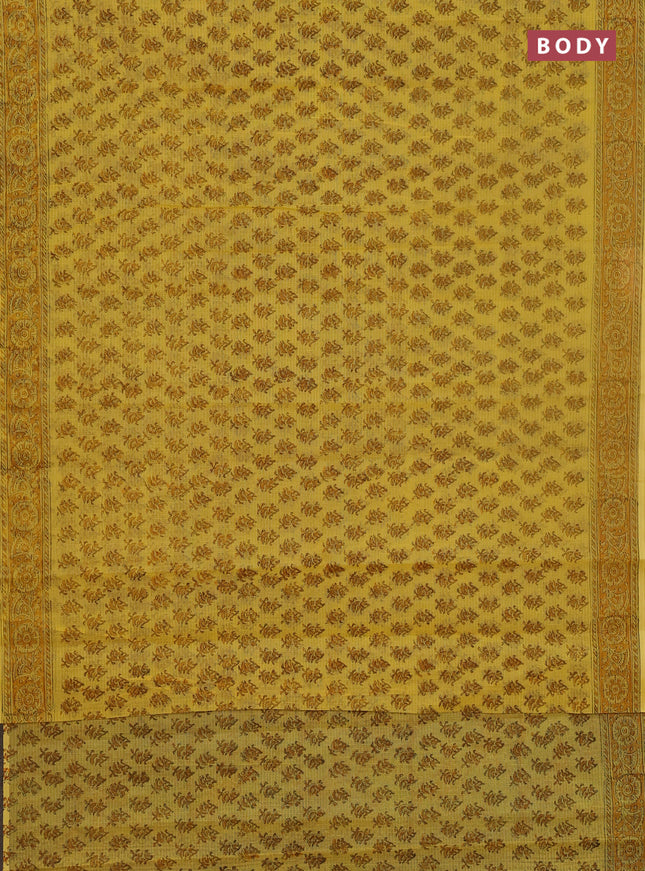 Kota doria saree yellow with allover butta prints and printed border